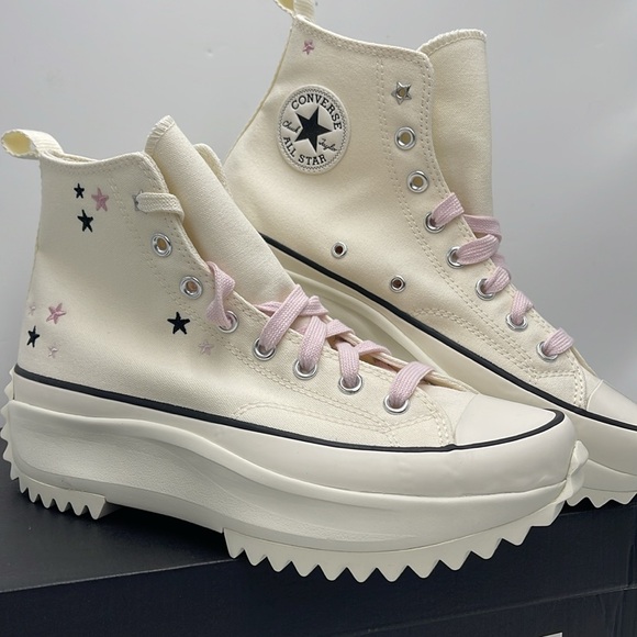 Converse WMNS RUN STAR HIKE HI EGRET/LOTUS PINK/BLACK A12205C Platforms Sneakers - Picture 7 of 16
